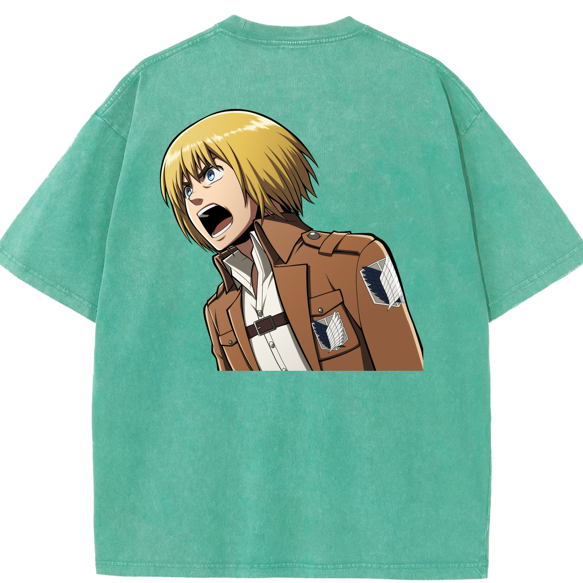 （画像用） 進撃の巨人 アルミン·アルレルト Attack on Titan Armin Arlert 綿100% ヴィンテージ風 半袖Tシャツ（背面プリント）